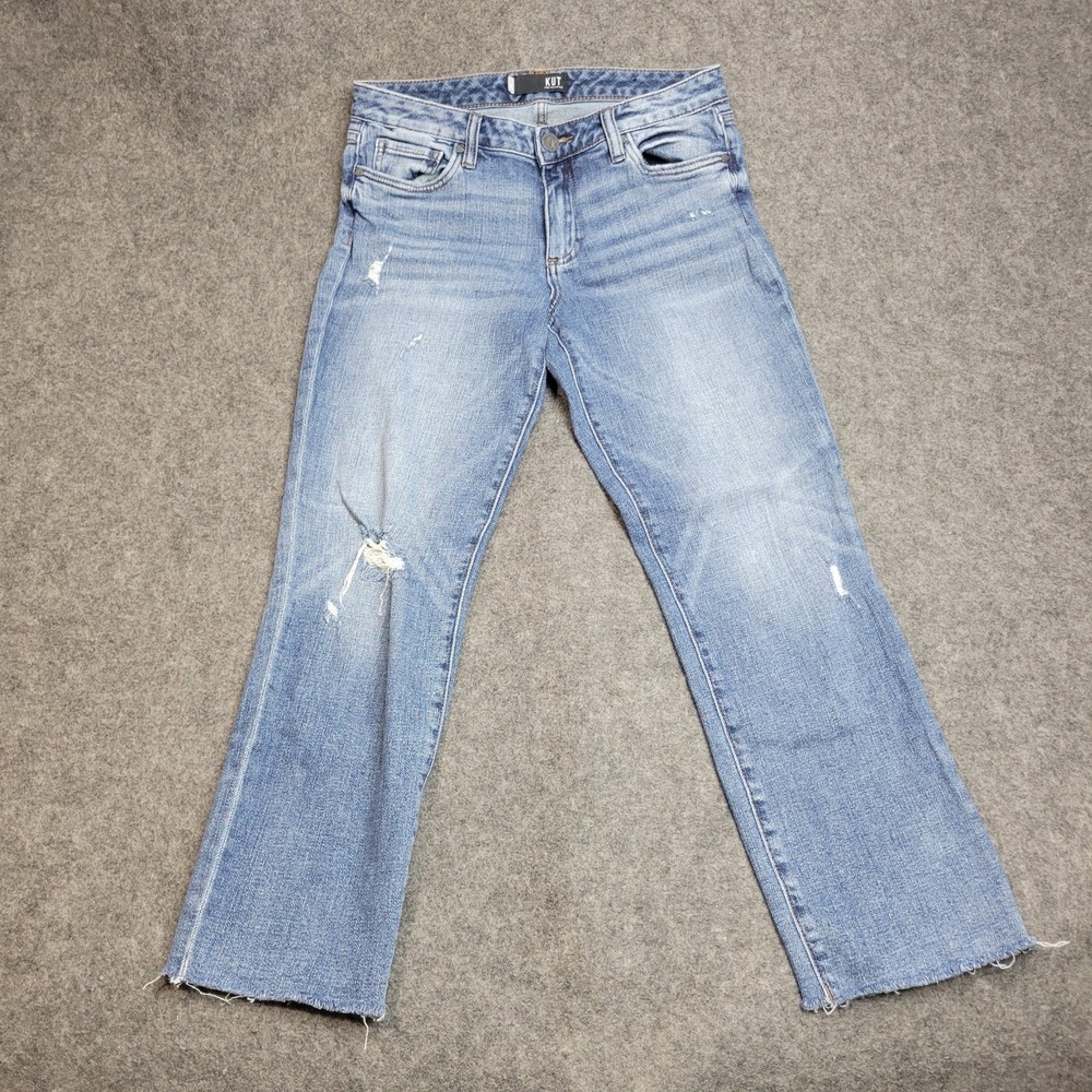 KUT From The Kloth Jeans Womens 6 Blue Denim Reese Ankle Straight Leg Casual - Picture 2 of 12